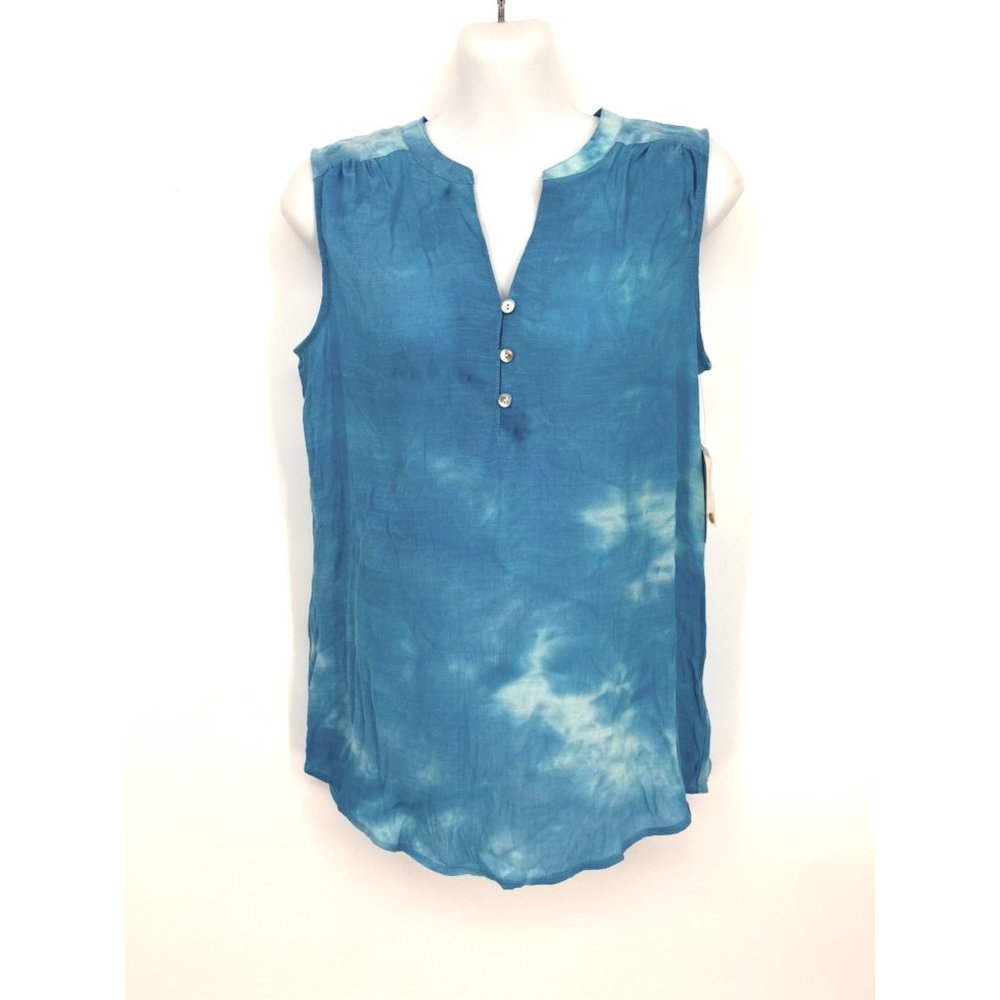 St. Johns’s Bay Aqua Tie Dye sleeveless top NEW WITH TAGS
